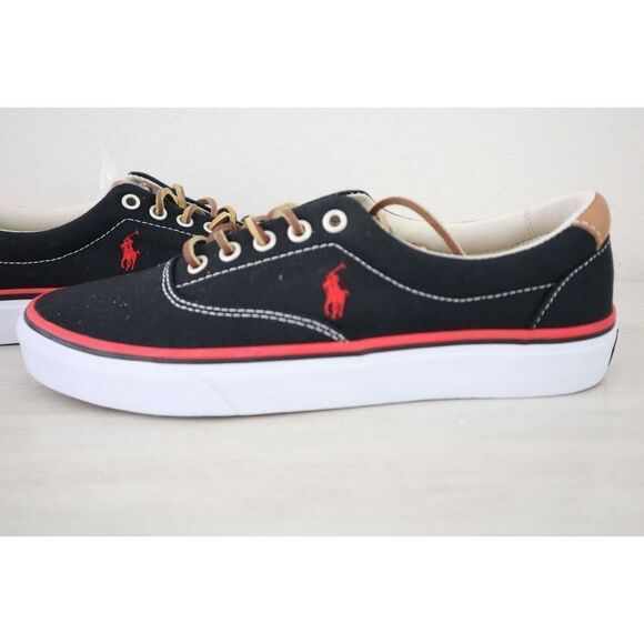 Polo Ralph Lauren Men's Sz 8 Black Keaton-Pony Low Top Canvas Sneaker Loafers - Picture 7 of 8